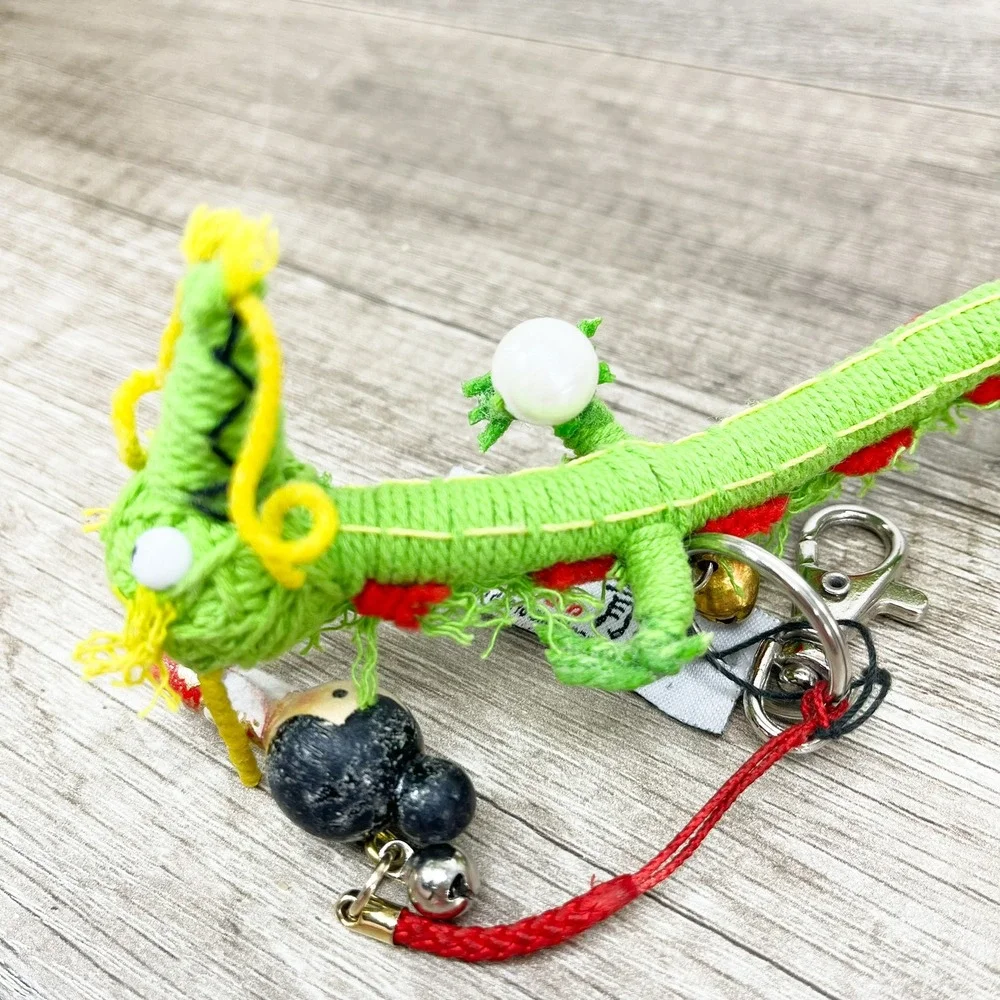 Kamibashi The String Doll Gang Long Dragon Keychain Green Handmade Charm Kokeshi